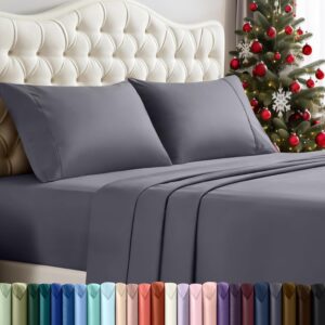 Utopia Bedding Queen Bed Sheet Set - 4 Piece Bedding - Soft Brushed Microfiber Fabric - Shrinkage & Fade Resistant - Easy Care (Grey)