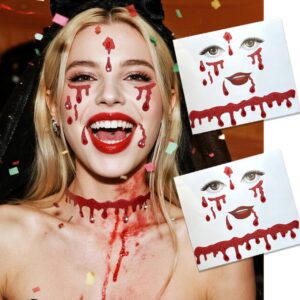 Vampire Face Jewels Stickers, Vampire Costume Women Face Jewels Stick on, Vampire Accessories Vampire Face Stickers Halloween Costumes for Women Girls