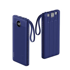 VRURC Portable Charger Buile-in 4 Cables 10000mAh, SlimPower Bank, 5 Output 2 Input Battery Pack, Built-in Micro & USB C Cables Compatible with iPhone 17,Samsung,Android-Navy...