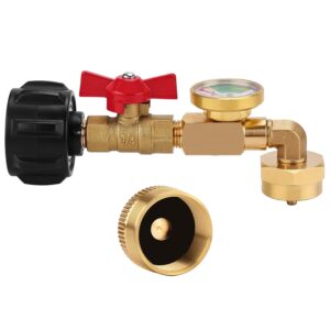 WADEO Propane Connection Fitting, Fill 1lb Bottles from 20lb Tank, 90 Degree Elbow Design, Solid Brass