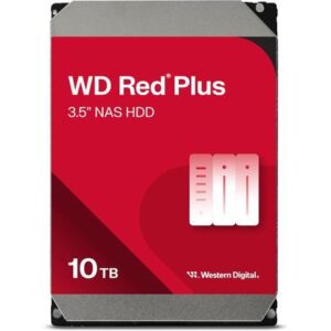 WD Red Plus 10TB NAS Hard Disk Drive - 7200 RPM Class SATA 6Gb/s, CMR, 512MB Cache, 3.5 Inch - WD100EFGX