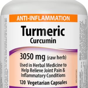 Webber Naturals Turmeric Curcumin, 3,050 mg of Raw Herb, 120 Capsules, Antioxidant Support, Vegan