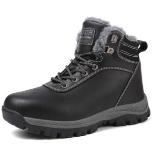 Winter Boots Men Warm Snow Boots Waterproof Hiking Boots Fur Lined Ankle Boots For Men Lightweight Anti-Slip Trekking Boots Lace-up Climping Walking Boots Outdoor Shoes