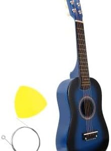 Wooden Musical Guitar Classical Instrument with 6 Adjustable Strings,Beginners 23 Inch (Blue)