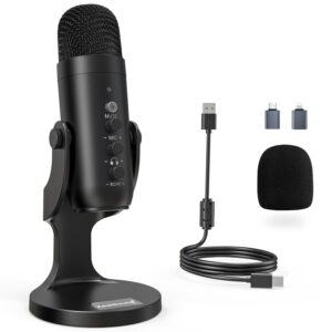 ZealSound USB Microphone,Condenser Phone Computer PC Mic kit,Plug&Play Gaming Microphones for PS 4&5.Mic Gain&Volume Control,Echo &Mute Button for Vocal,Record,Streaming,Discord...