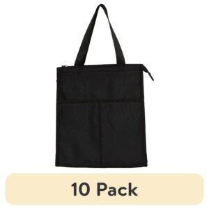 (10 pack) Mainstays Reusable Polyester Adult Lunch Bag, Black