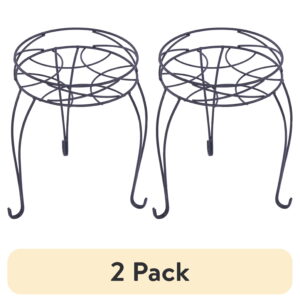 (2 pack) 13IN Mainstays Round Matte Black Metal Plant Stand