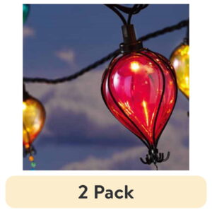 (2 pack) Mainstays 10ct 7.4ft Multi-color Balloon Shape Plastic LED Tear Drop Outdoor String Lights