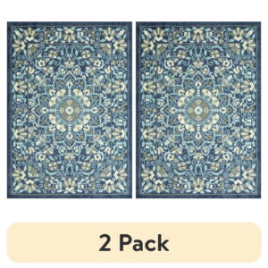 (2 pack) Mainstays Bright Persian Medallion Blue Multicolor Indoor Area Rug, 7' x 10'