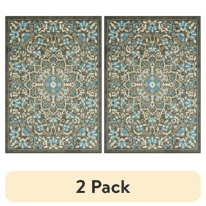 (2 pack) Mainstays Bright Persian Medallion Gray Blue Indoor Area Rug, 4'x5'4"