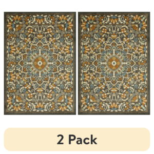 (2 pack) Mainstays Bright Persian Medallion Rust Multicolor Indoor Area Rug, 4'x5'4"