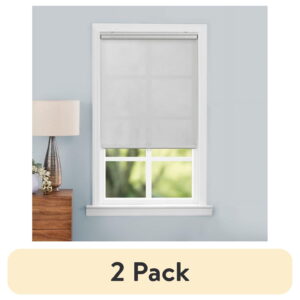(2 pack) Mainstays Light Filtering Slow Release Roller Shade 29×72", Grey