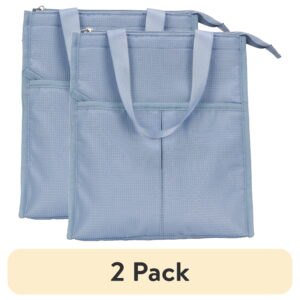 (2 pack) Mainstays Reusable Polyester Adult Lunch Bag, Blue