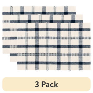 (3 pack) Mainstays Blue Plaid Outdoor Layering Rug, 24"x36"