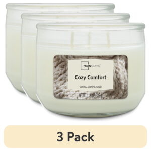 (3 pack) Mainstays Cozy Comfort Scented 3 Wick Candle, 11.5 oz.