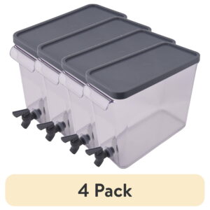 (4 pack) Mainstays 2-Gallon Acrylic Slim Fridge Dispenser, Gray