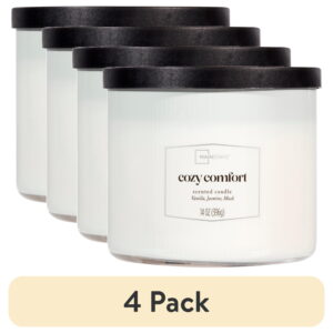 (4 pack) Mainstays 3-Wick Textured Wrapped Cozy Comfort Scented Candle, 14 oz