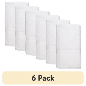 (6 pack) Mainstays Basic Hand Towel, Soft 100% Cotton and highly absorbent Hand Towel, White