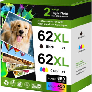 62XL Ink Cartridges Compatible for HP 62 Ink Cartridges HP Envy 5540 5640 5660 7644 7645 5740 8040