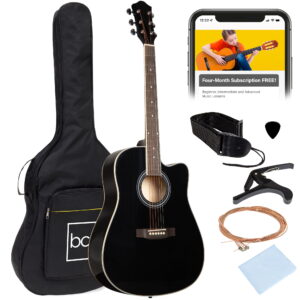 Best Choice Products 41in Full Size Beginner Acoustic Guitar Set with Case, Strap, Capo, Strings - Black