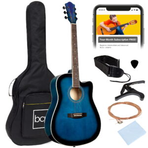 Best Choice Products 41in Full Size Beginner Acoustic Guitar Set with Case, Strap, Capo, Strings - Blue