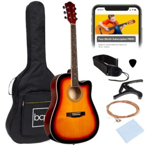 Best Choice Products 41in Full Size Beginner Acoustic Guitar Set with Case, Strap, Capo, Strings - Sunburst