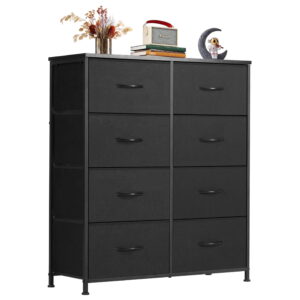CONCETTA 8-Drawer Fabric Dresser, Storage Organizer Cabinet for Living Room, Bedroom, Office, Black