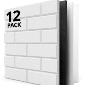 Kuchoow 12 Pack Mass Loaded Vinyl Sound Proof Panels for Studio Walls, Self Adhesive Sound Dampening Panel White Brick Type Soundproofing Panel Noise Reducing and Absorbing for...