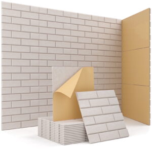 Kuchoow Sound Absorbing Panels Acoustic Panels With Self-Adhesive for Studio, Beige Sound Panels Brick Type High Density Wall Tiles for Home Room Office 12" x 12" x 0.4"