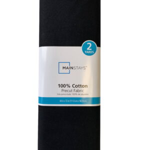 Mainstays 100% Cotton 44" Wide x 2 Yards Precut Fabric Solid Black Print Sewing & Crafting Fabric, 1 Each