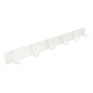 Mainstays 19 in. Wall Mounted Metal 6 Hook Rack, White