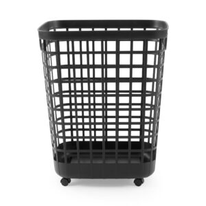 Mainstays 2.6 Bushel Rolling Laundry Hamper, Black, Adult