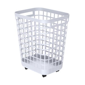 Mainstays 2.6-Bushel White Rolling Laundry Hamper with Easy-Clean Plastic and Smooth-Glide Wheels