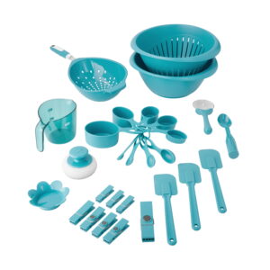 Mainstays 28-Piece Plastic Kitchen Tools and Gadgets Set, Teal
