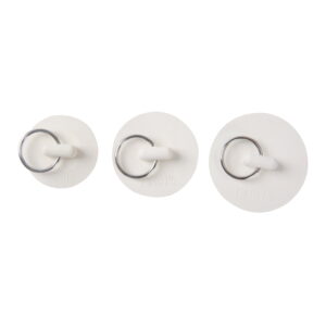 Mainstays 3 Piece Rubber Sink Stoppers with Rings for 1", 1.25", and 1.5" Bathroom Drains