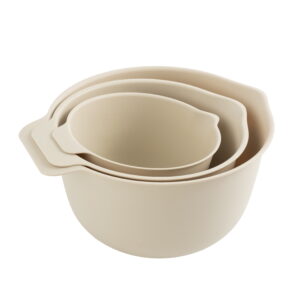 Mainstays 3 Pieces of Mixing Bowl Set, 50% RPP, Recycled Material, 11.81 in, Papyrus Beige