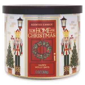 Mainstays 3-Wick Happy Holly Days Scented Candle with a Nutcracker Scene Wrap, 13-Ounce