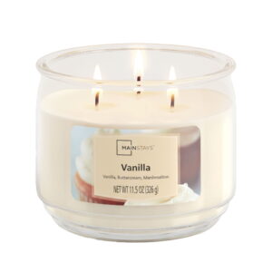 Mainstays 3-Wick Scented Glass Jar Candle, Vanilla, 11.5oz.