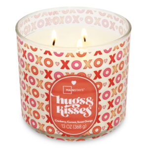 Mainstays 3-Wick Valentine's Themed Candle Hugs and Kisses Wrap, Cranberry, Currant and Sweet Orange,13-Ounce