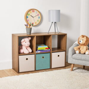 Mainstays 6 Cube Storage Organizer, Warm Walnut