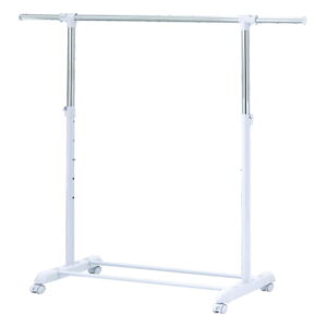 Mainstays Adjustable Metal Rolling Garment Clothes Rack, Chrome & White