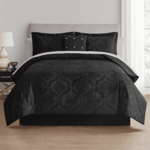 Mainstays All in One Reversible Comforter and Sheet Set- 11 Piece, King, Black Velvet