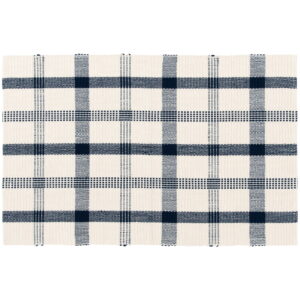 Mainstays Blue Plaid Outdoor Layering Rug, 24"x36"