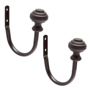 Mainstays Cedric Knob End Decorative Curtain Holdback Set, Black, Set of 2