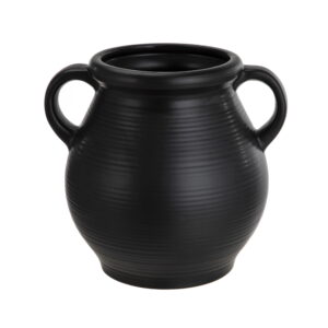 Mainstays Ceramic Vase with Ribbed Finish, Black