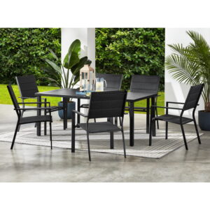 Mainstays Dashwood 7-Piece Steel Outdoor Dining Set, Black