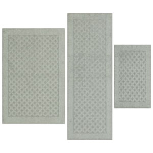 Mainstays Dylan Pewter Gray Solid Diamond Indoor Rug Set, 3-Piece, Skid-Resistant