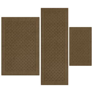 Mainstays Dylan Solid Diamond Olefin Brown Indoor Rug Set, 3-Piece Accent Rug Set