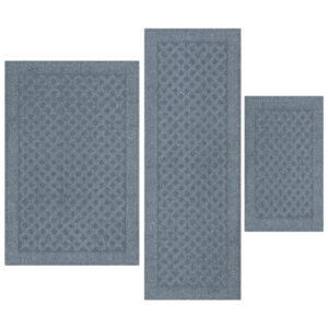 Mainstays Dylan Solid Diamond Olefin Navy Blue Indoor Rug Set, 3-Piece Accent Rug Set