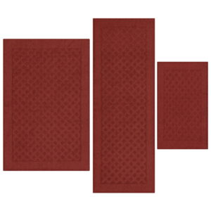 Mainstays Dylan Solid Diamond Olefin Red Indoor Rug Set, 3-Piece Accent Rug Set